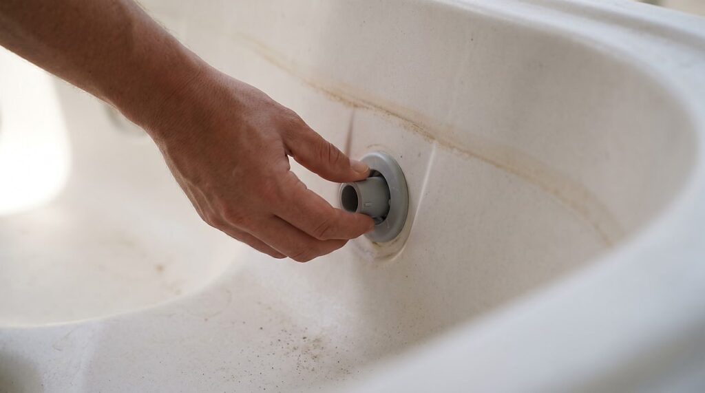 a hand carefully hand-threading a jet insert back into its acrylic housing