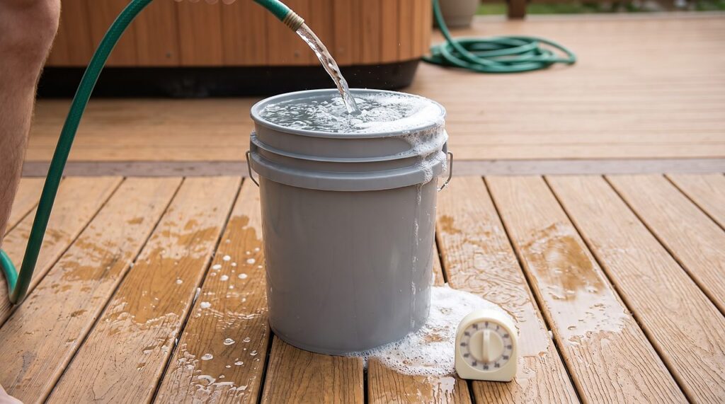timing a garden hose filling a five gallon bucket to measure its real flow rate